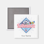 カトマンズマウンテンズネパールレトロフラッグススーベニアム マグネット (正面/裏面)