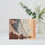 カトマンズ山脈と祈りの言葉フラグ ポストカード (スタンド正面)