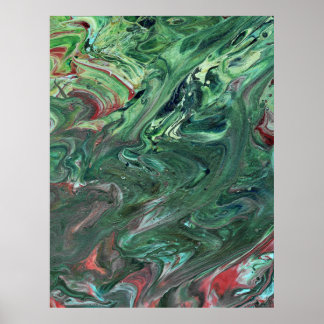 カトマンズ3魅惑グリーン抽象芸術ポスタープリント ポスター