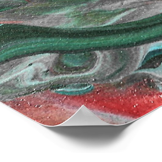 カトマンズ3魅惑グリーン抽象芸術ポスタープリント ポスター (角)