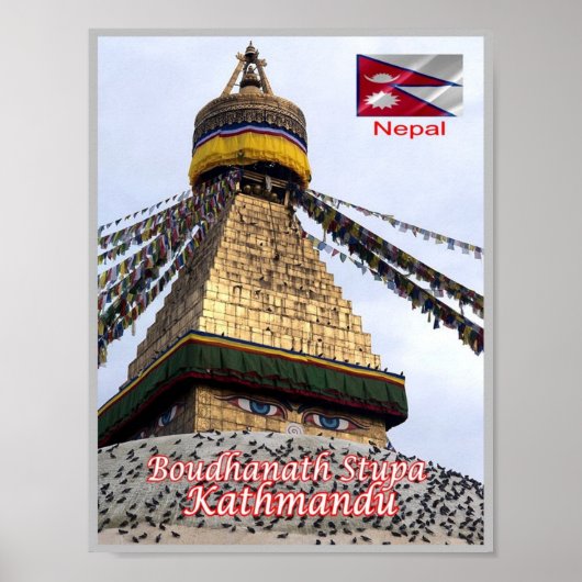 カトマンズ – Boudhanath Tuoa – ネパール – ポスター (正面)