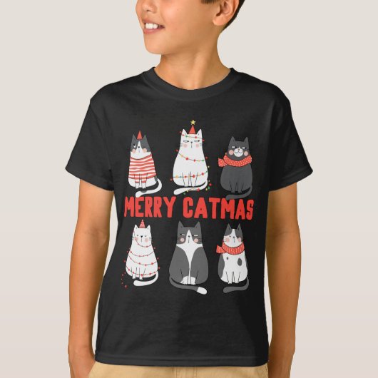 カトメリーマスクリスマスノベルティ猫好きクリスマスライフ Tシャツ (正面)