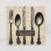 カトラリーケータリングレストランカテラーパーソナルシェフ スクエア名刺 (正面)