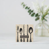 カトラリーケータリングレストランカテラーパーソナルシェフ スクエア名刺 (スタンド正面)