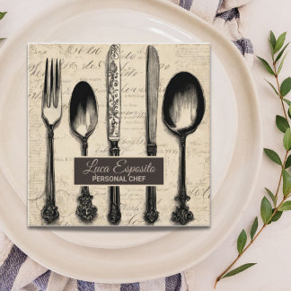 カトラリーケータリングレストランカテラーパーソナルシェフ スクエア名刺