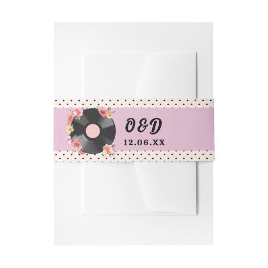 カトラリーバンド音楽結婚レコードのフローラ1950s 招待状ベリーバンド (正面例)