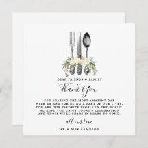 カトラリー フローラル ウェディング サンクス レセプション カード