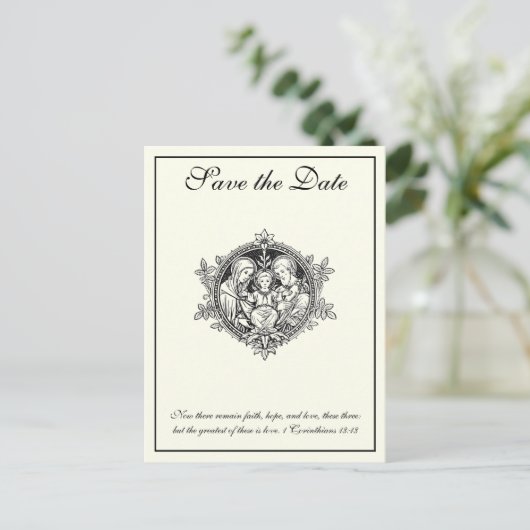 カトリエレガントックアイボリー聖家が日を救う  案内ポストカード (スタンド正面)