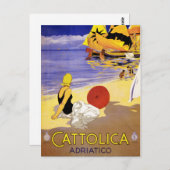 カトリカアドリアティコイタリアヴィンテージトラベルポスターレ ポストカード (正面/裏面)