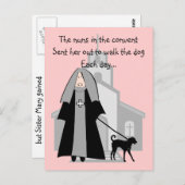 カトリックおもしろいの修道女のカード"歩くザドッグ" ポストカード (正面/裏面)