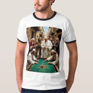 カトリックおもしろい教皇賭博通りゲームティー Tシャツ