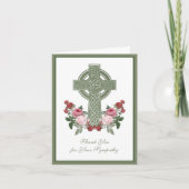 カトリックのアイリッシュケルト十字バラ弔意 サンキューカード (正面)