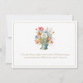 カトリックのイエス 初聖体拝領 花の招待状 招待状 (裏面)