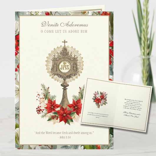 カトリックのクリスマスポインセチアの花 シーズンカード