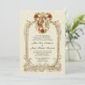 カトリックのクリスマスポインセチア結婚式招待状 招待状 (スタンド正面)