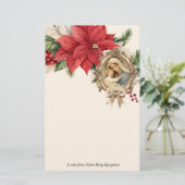 カトリックのクリスマスメアリーイエスポインセチア 便箋 (スタンド正面)