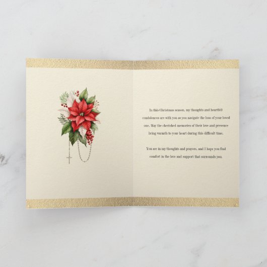カトリックのクリスマス悔やみや弔慰の哀悼ポインセチア カード (内部)