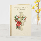 カトリックのクリスマス悔やみや弔慰の哀悼ポインセチア カード (黄色い花)