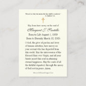 カトリックのクリスマス記念葬儀祈りの言葉カード 名刺 (裏面)