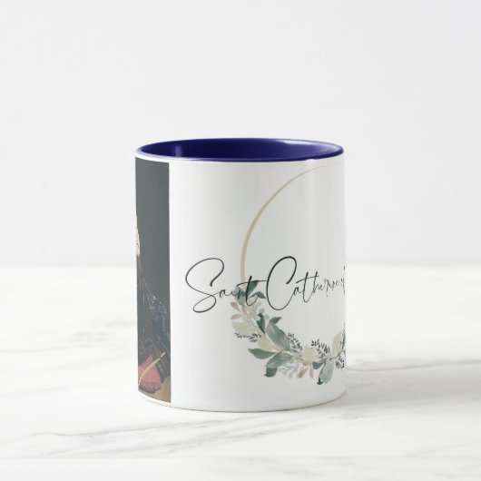 カトリックのコーヒーマグ、アレクサンドリアの聖キャサリン マグカップ (中央)