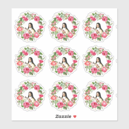 カトリックのサンテリーズリースのピンクのバラ シール (シート)