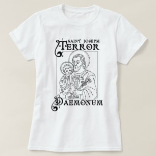 カトリックのシャツ聖ヨセフ悪魔の恐怖 Tシャツ