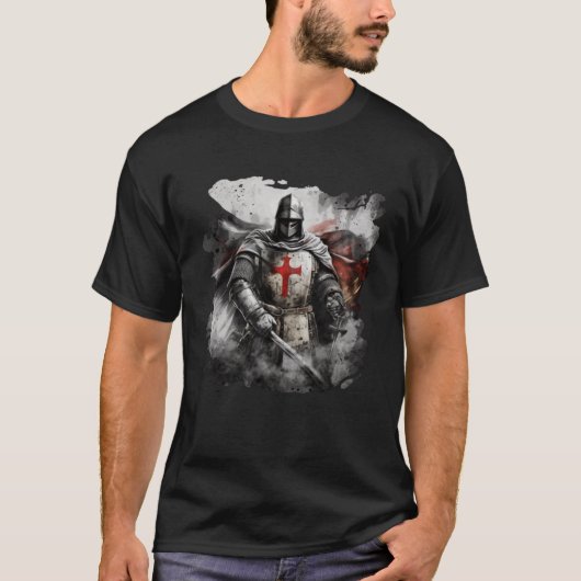 カトリックのテンプラール騎士十字軍 Tシャツ (正面)