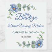 カトリックのバプティスバウティゾグリーン離れ花ブルーフラワー ワインラベル (シングルラベル)