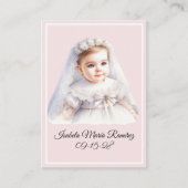 カトリックのバプテスマの赤ちゃん女の子ピンクの記憶カード 名刺 (正面)