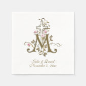 カトリックのマリアンクロスとバラ結婚ズ スタンダードカクテルナプキン (正面)