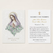 カトリックのマリーラベンダー結婚フローラの祈りの言葉カード (正面&裏面)