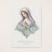 カトリックのマリーラベンダー結婚フローラの祈りの言葉カード (正面)