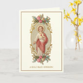 カトリックのミサが聖なるハートイエスを捧げる カード (黄色い花)