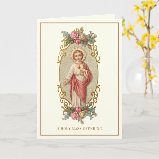 カトリックのミサが聖なるハートイエスを捧げる カード (黄色い花)