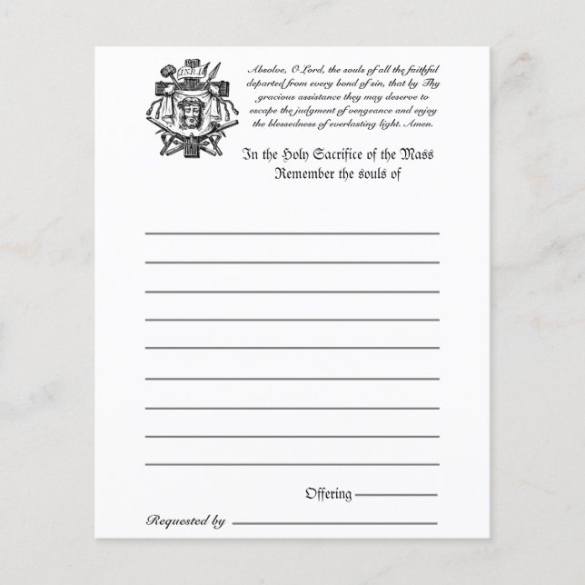 カトリックのミサすべての魂の死の記憶 (正面)