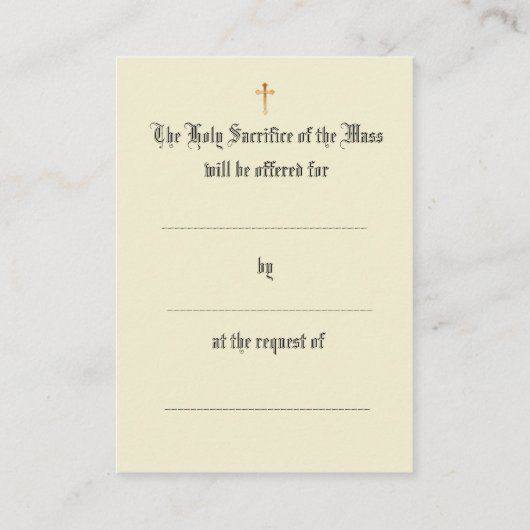 カトリックのミサ提供モンストランスフローラ プレイスカード (裏面)