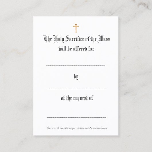 カトリックのミサ提供ヴァージンメリーホーリーカード 名刺 (裏面)