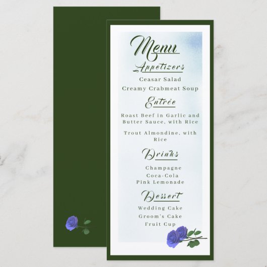 カトリックのミスティ・ブルーとグリーン結婚のメニュー メニュー (正面/裏面)