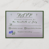 カトリックのミスティMauveと緑の応答カード エンクロージャーカード (正面)