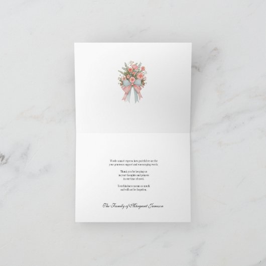 カトリックのメアリーロザリオ葬儀の弔意悔やみや弔慰 サンキューカード (内部)