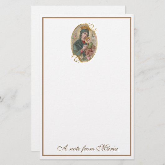 カトリックのメアリ救済ーパーペチュアルエレガント 便箋 (正面/裏面)