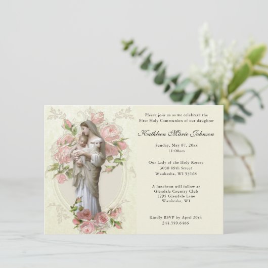 カトリックのメリーイエズファースト聖餐式招待状 招待状 (スタンド正面)