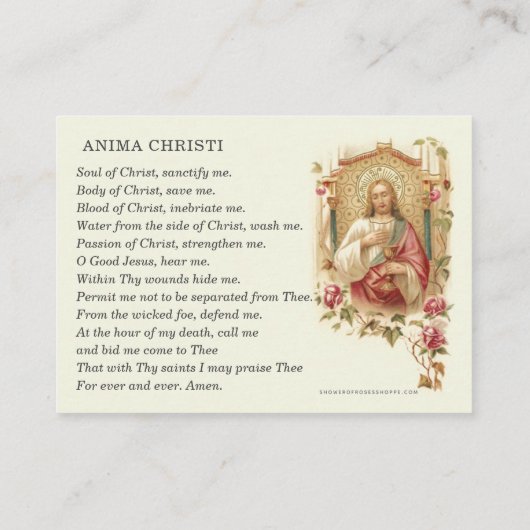 カトリックのユーカリスティック崇拝イエス祈りの言葉エンクロス 名刺 (裏面)