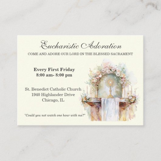 カトリックのユーカリスティック崇拝イエス祈りの言葉カード 名刺 (正面)