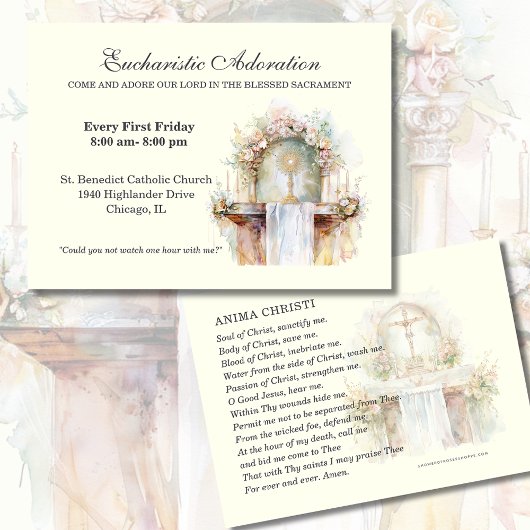 カトリックのユーカリスティック崇拝イエス祈りの言葉カード 名刺