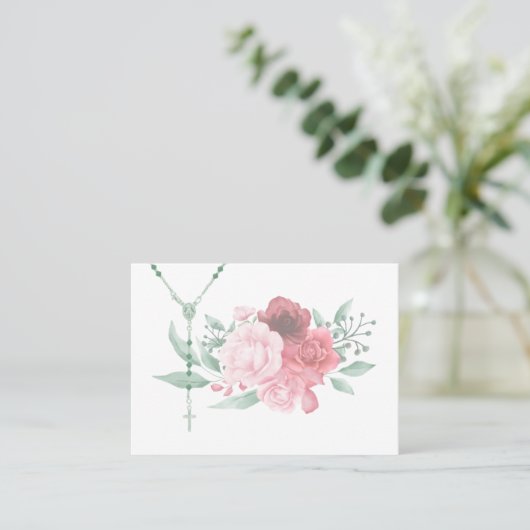 カトリックのロザリオバラ宗教フローラビジネスCa 名刺 (スタンド正面)