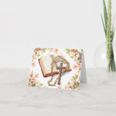 カトリックのロザリオフローラ聖書宗教 ノートカード (正面)