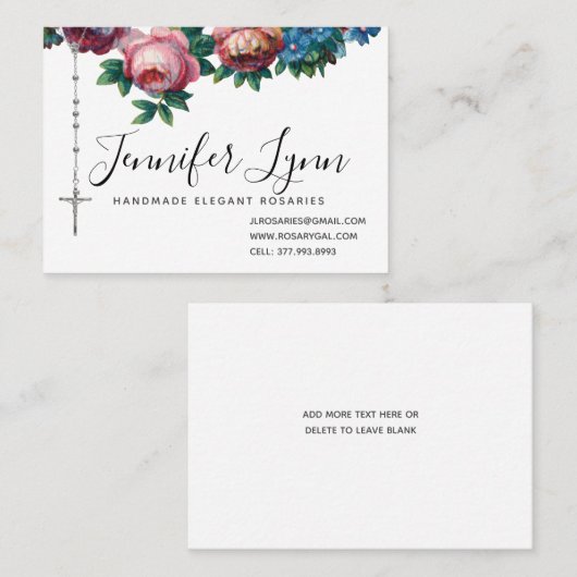 カトリックのロザリオ宗教的なピンクのバラ 名刺 (正面/裏面)