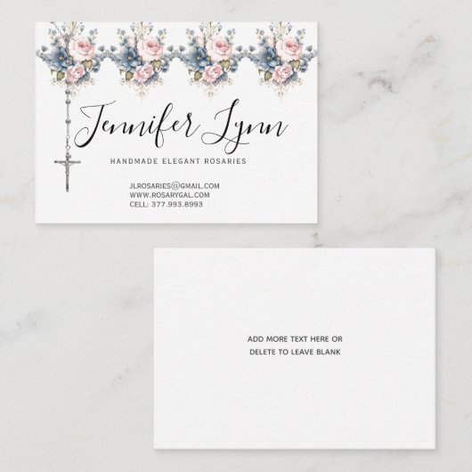カトリックのロザリオ宗教的なピンクのバラ 名刺 (正面/裏面)
