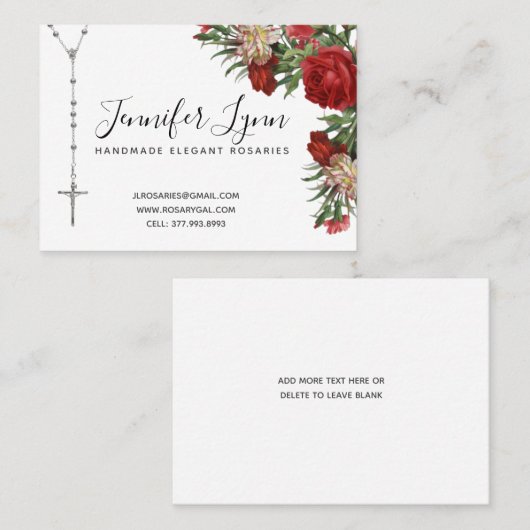カトリックのロザリオ宗教赤いバラの名刺 名刺 (正面/裏面)